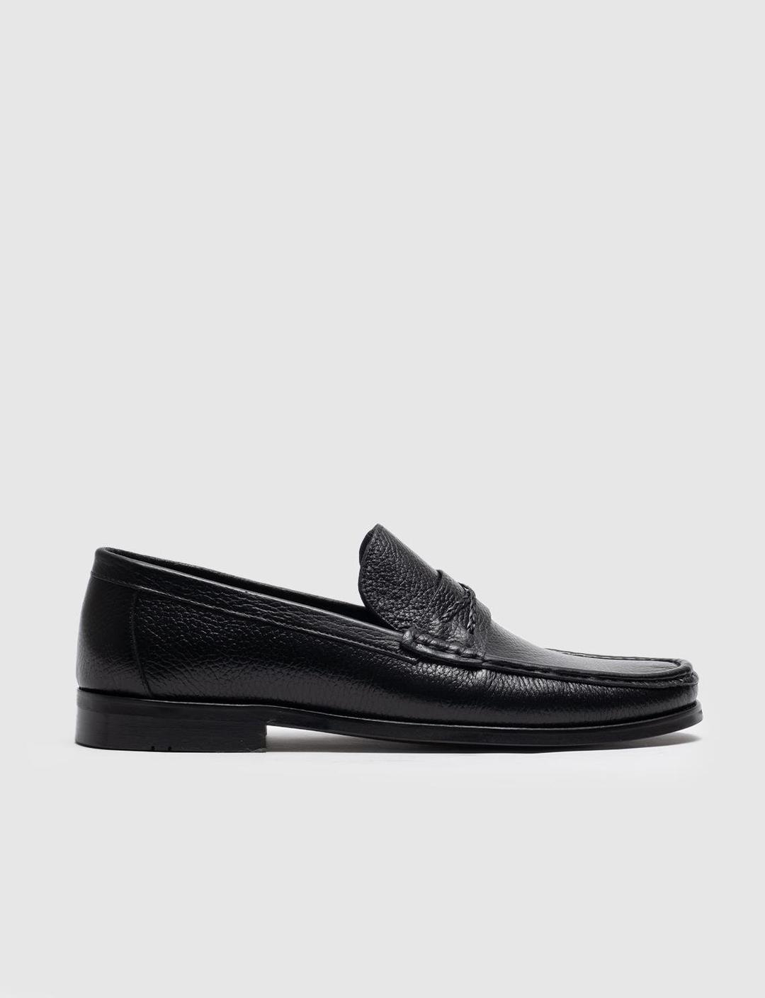 Men Black Genuine Leather Penny Loafers