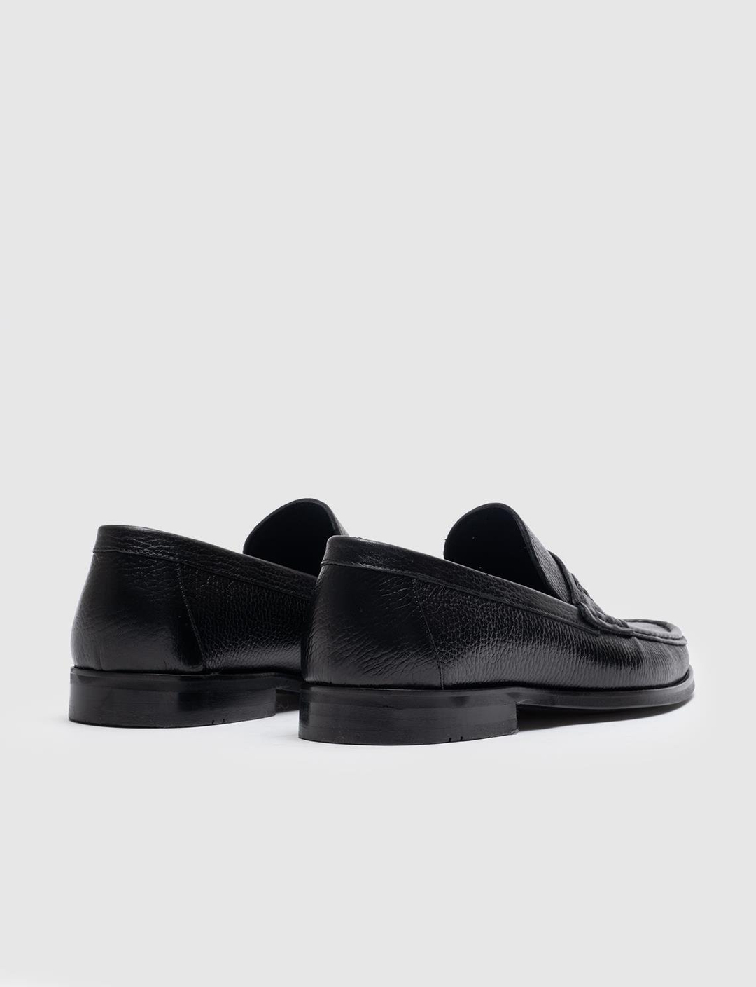 Men Black Genuine Leather Penny Loafers