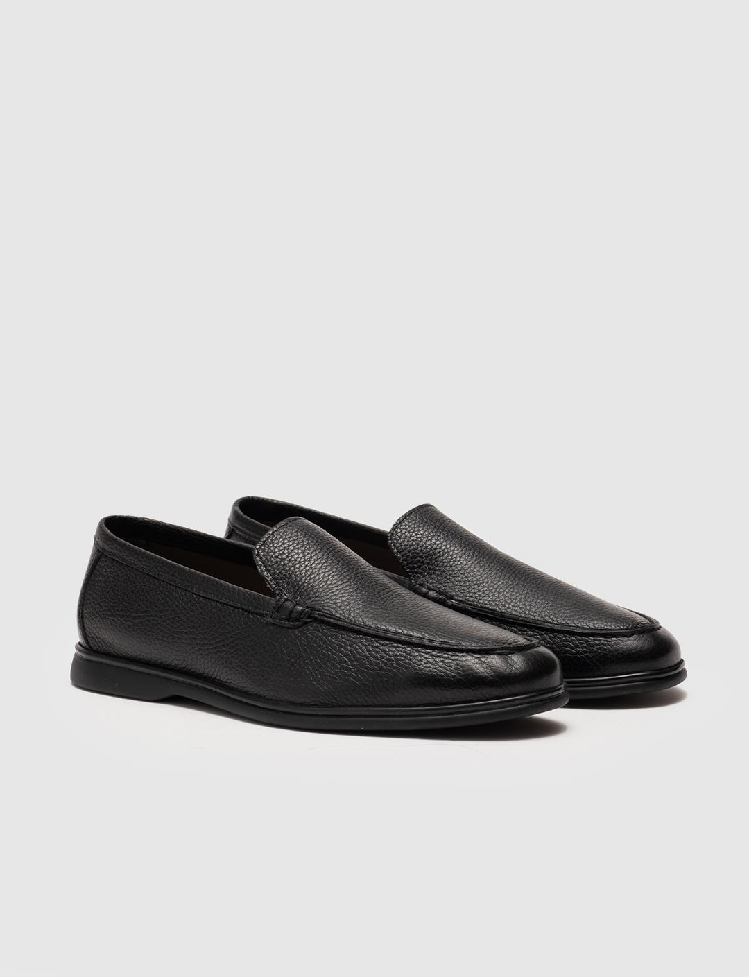 Men Black Genuine Leather Casual Slip Ons