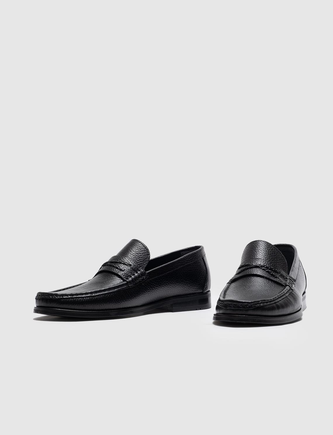 Men Black Genuine Leather Penny Loafers