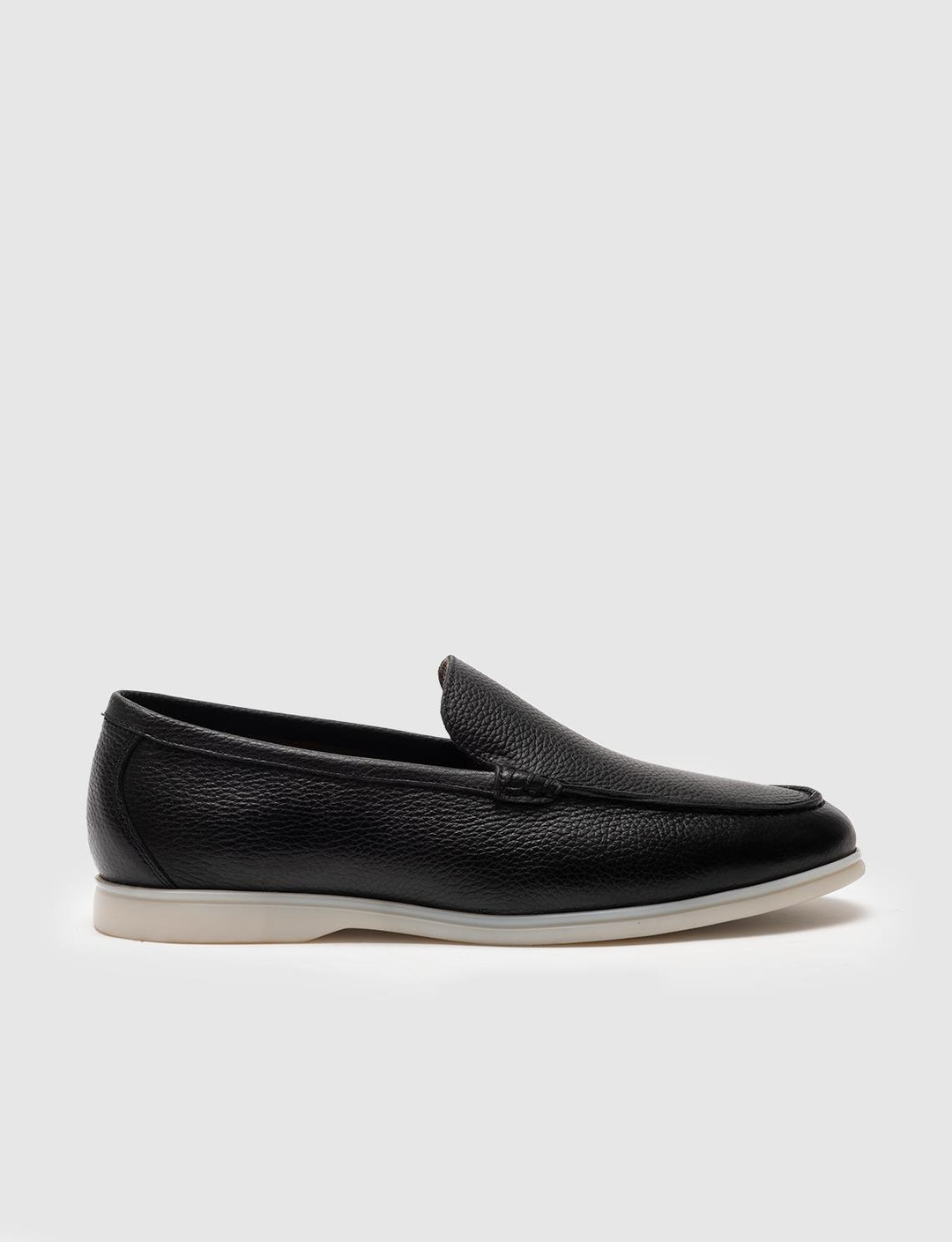 Men Black Genuine Leather Slip On Casual Shoes