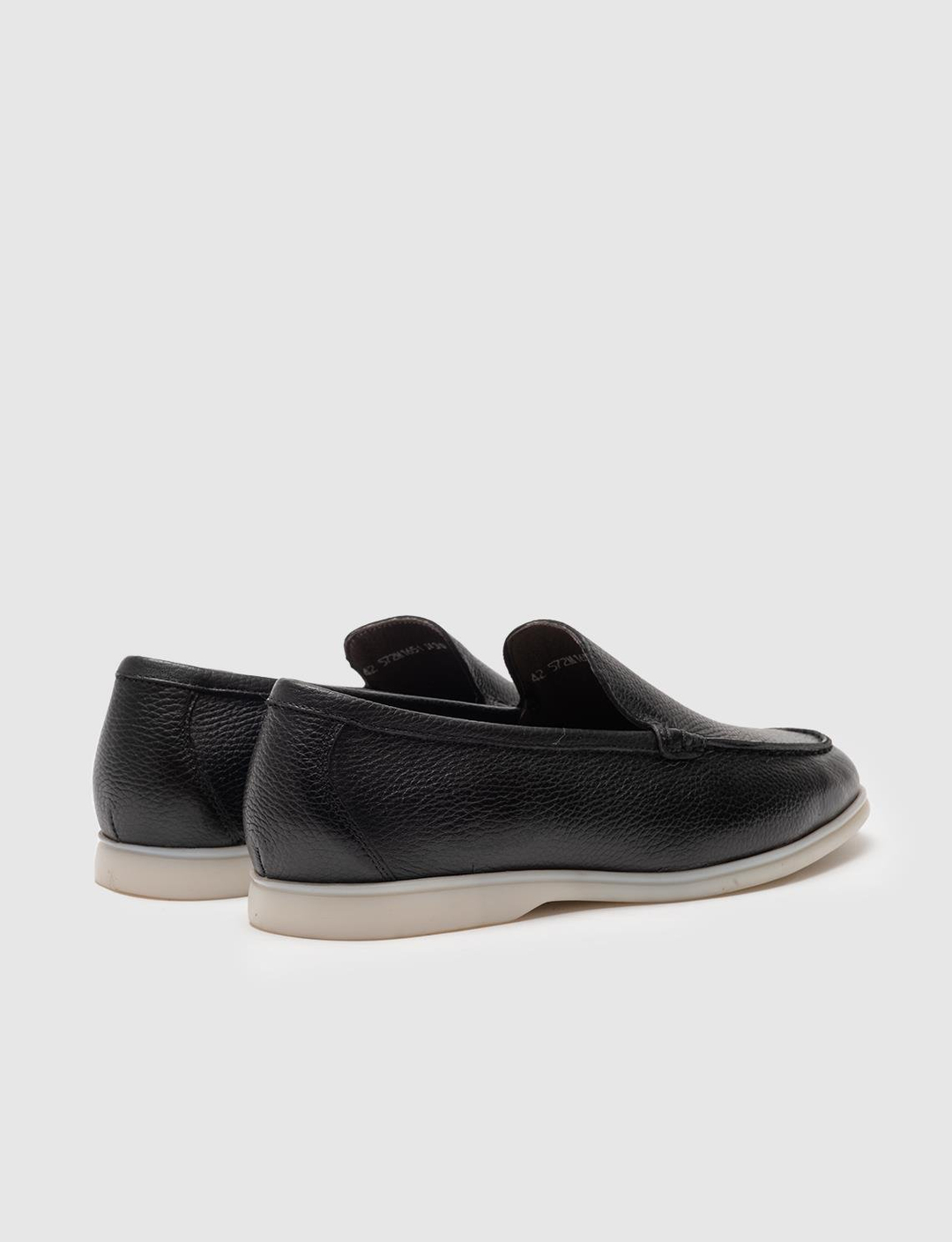 Men Black Genuine Leather Slip On Casual Shoes