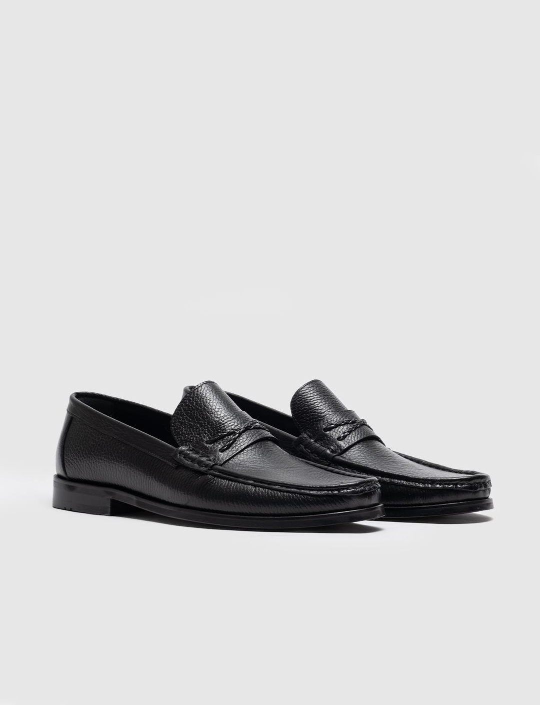 Men Black Genuine Leather Penny Loafers
