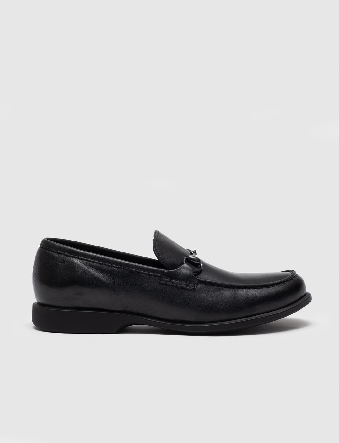 Men Black Genuine Leather Bit Loafers