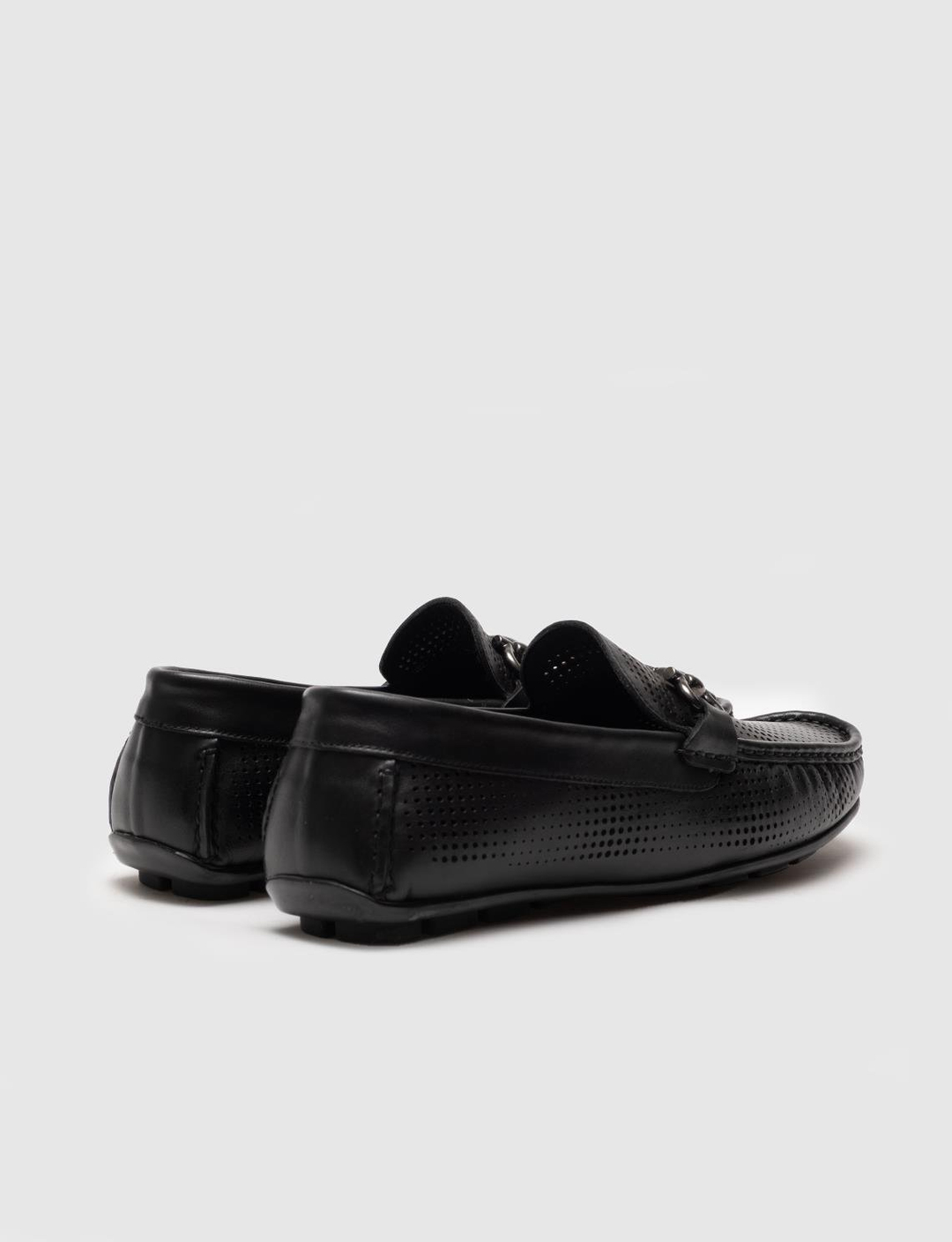 Men Black Genuine Leather Breathable Bit Loafers