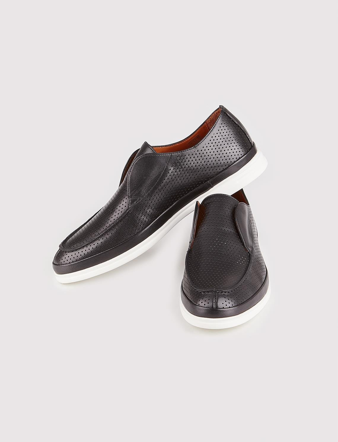 Hakiki Deri Siyah Erkek Yazlık Günlük Ayakkabı