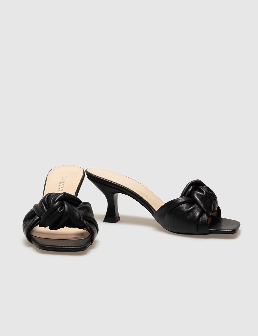 Hakiki Deri Siyah Kadın İnce Topuklu Terlik