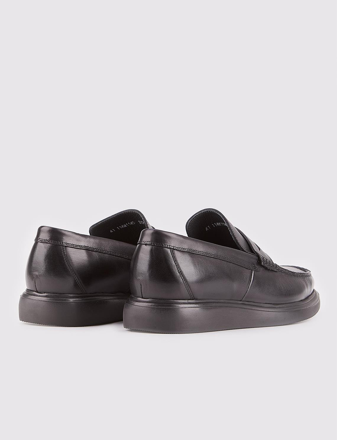 Hakiki Deri Siyah Kemerli Erkek Günlük Loafer Ayakkabı