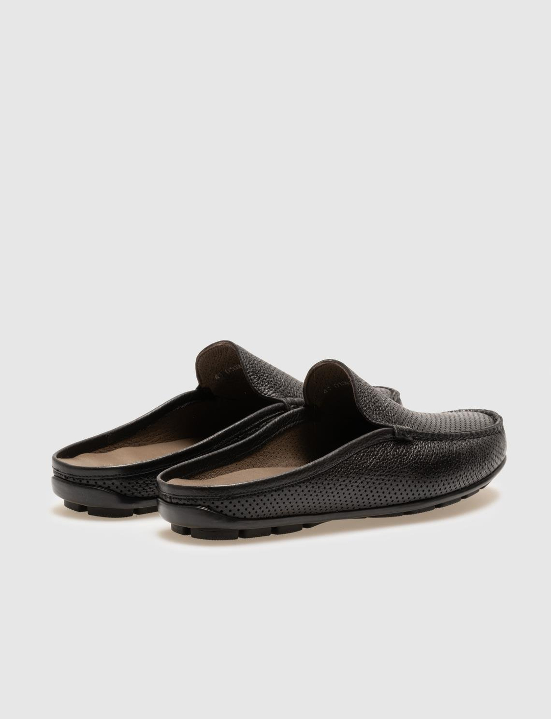 Men Black Genuine Leather Outdoor Mules