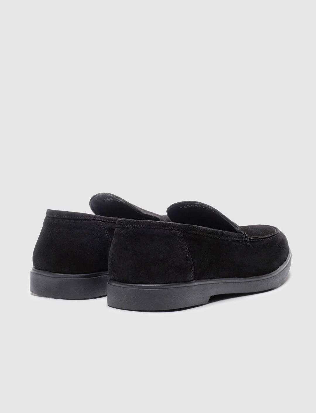 Men Black Suede Genuine Leather Slip On Casual Shoes