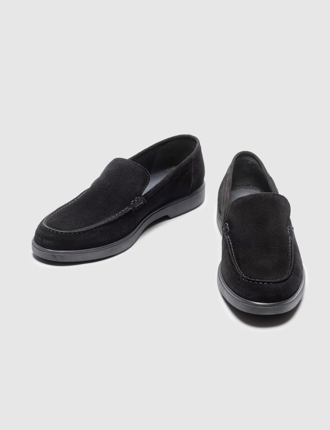 Men Black Suede Genuine Leather Slip On Casual Shoes