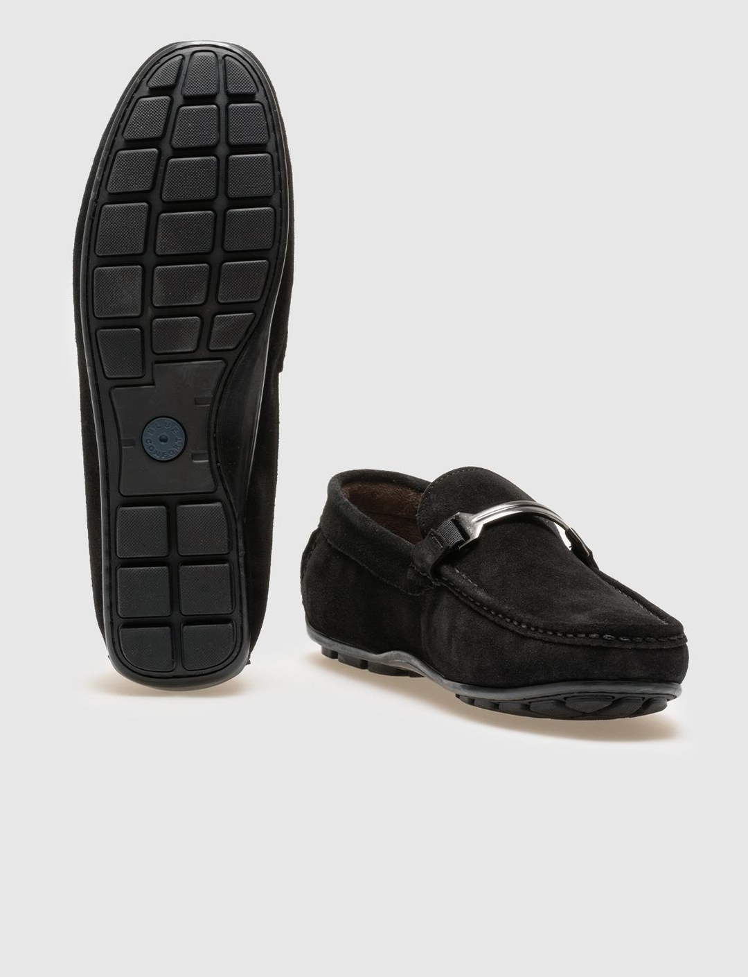 Men Black Suede Genuine Leather Bit Loafers