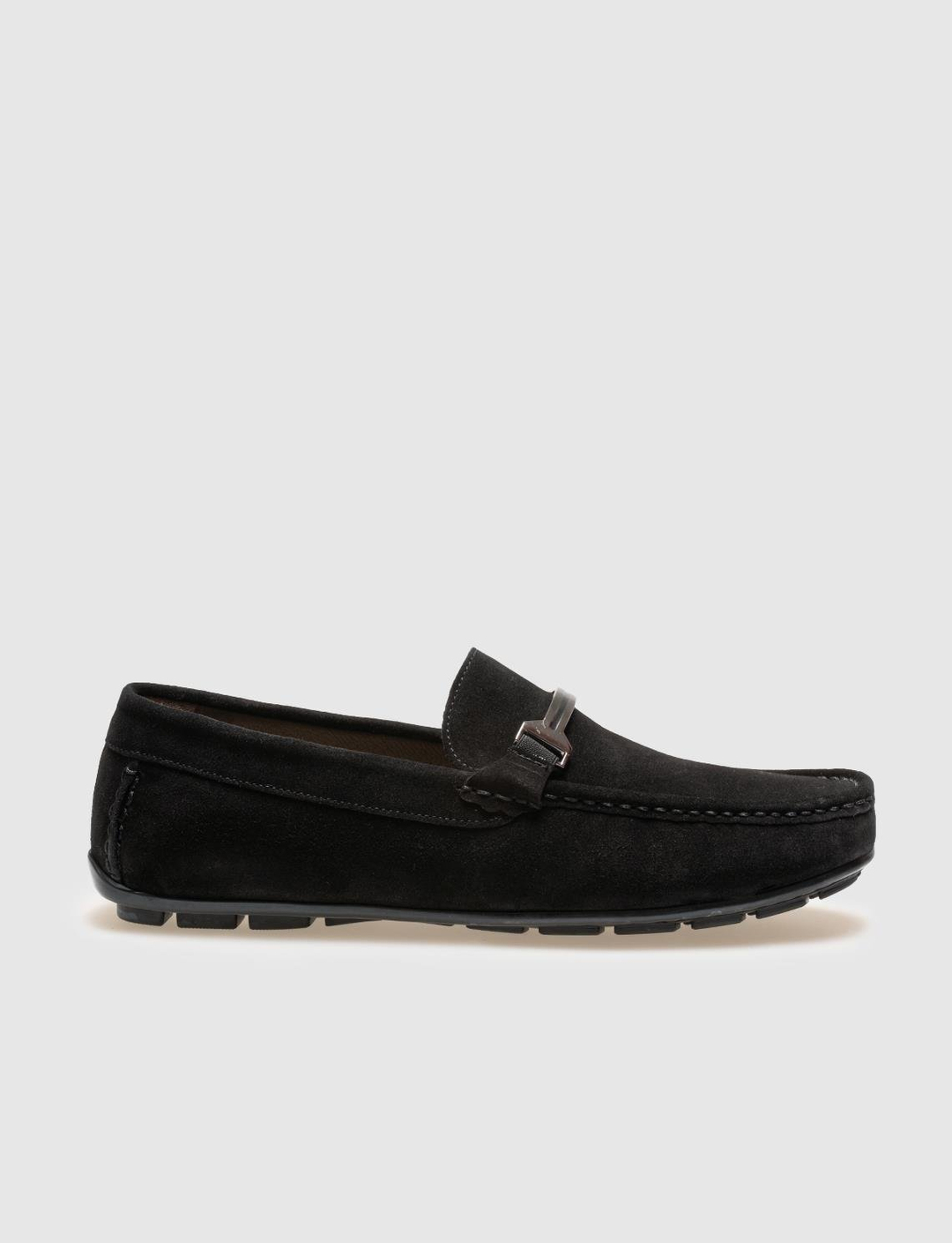 Men Black Suede Genuine Leather Bit Loafers