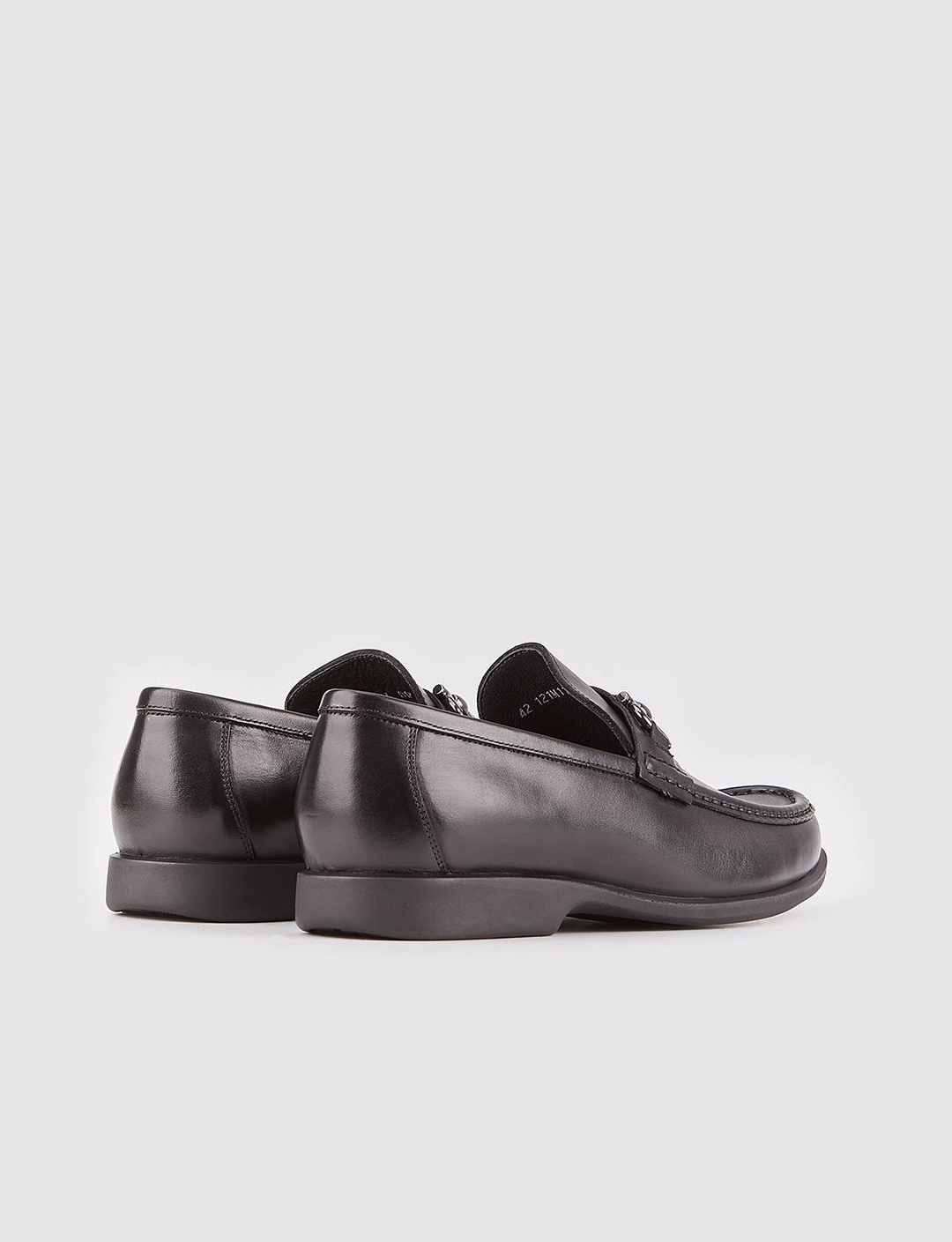 Men Black Genuine Leather Moc Toe Bit Loafers