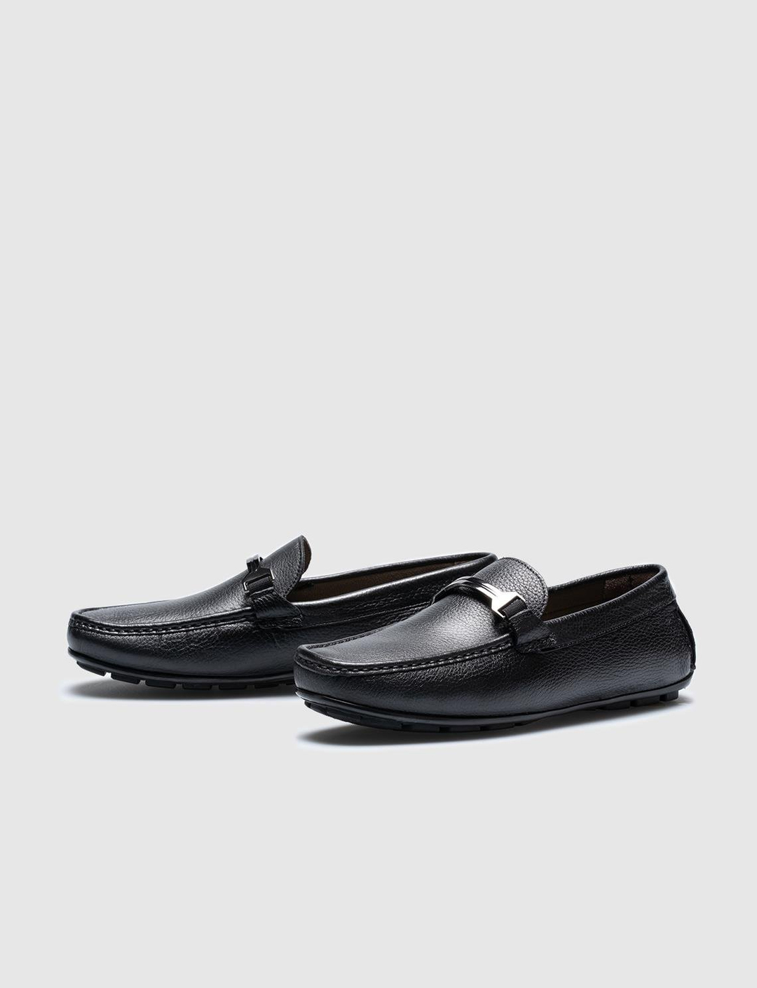Men Black Genuine Leather Bit Loafers
