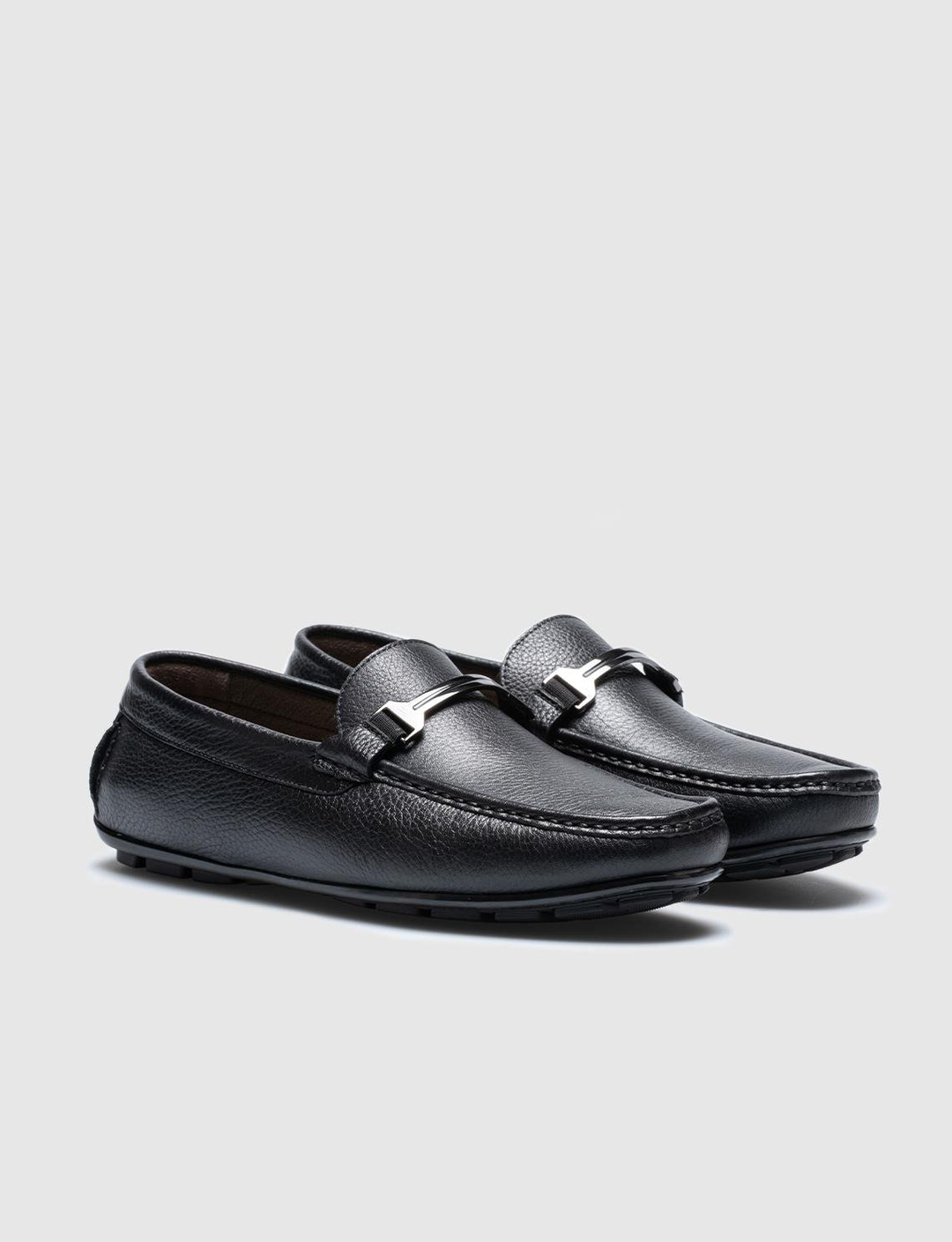 Men Black Genuine Leather Bit Loafers