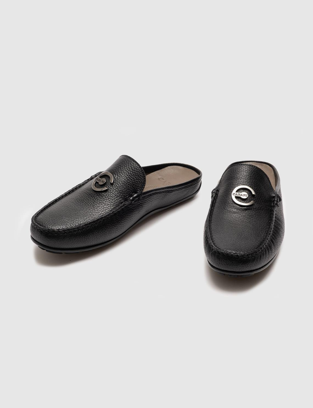 Hakiki Deri Siyah Tokalı Erkek Terlik