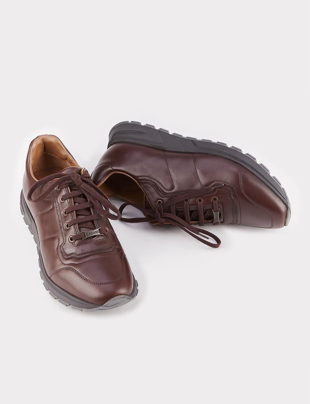 Men Tan Genuine Leather Lace Up Casual Shoes