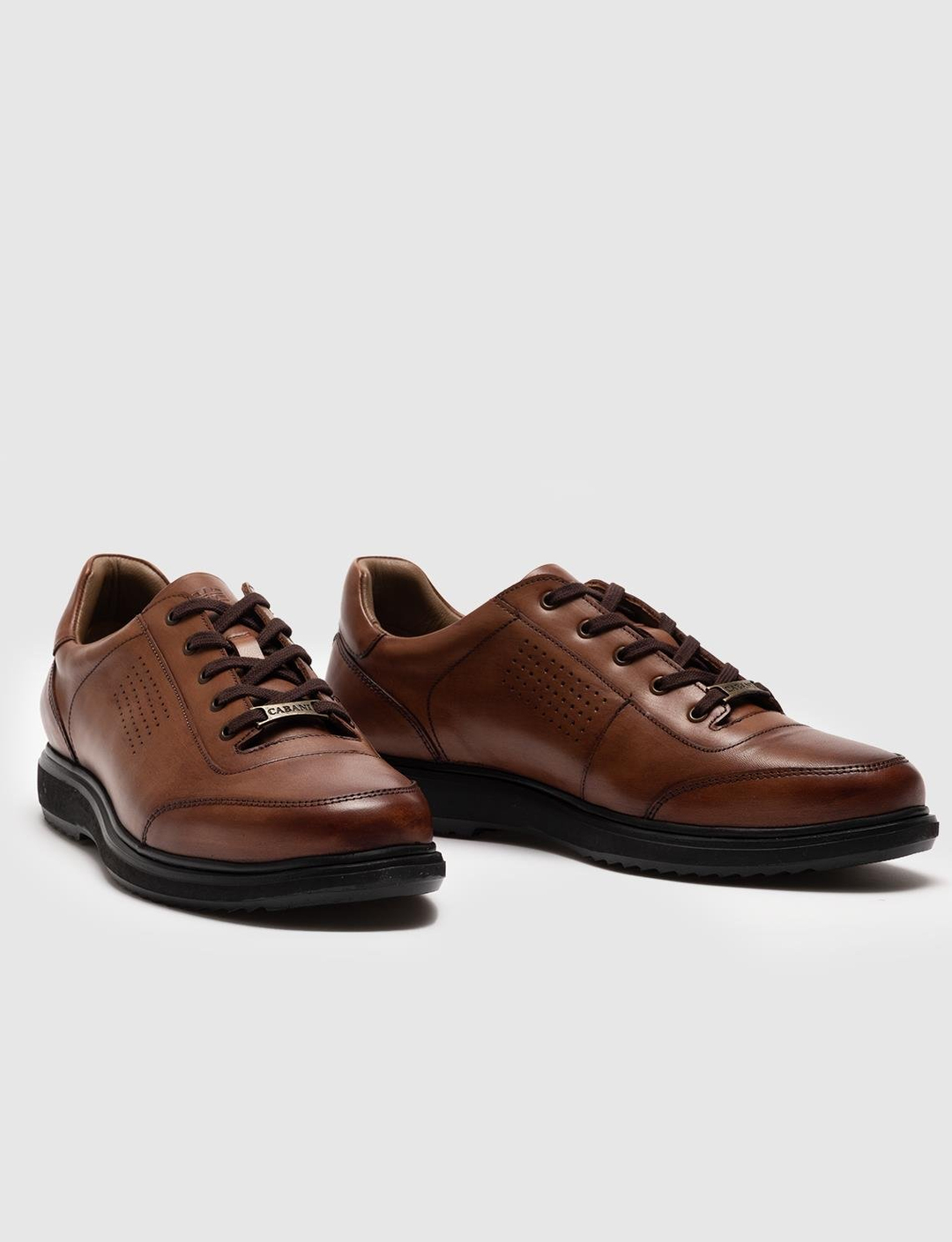 Men Tan Genuine Leather Lace Up Casual Shoes