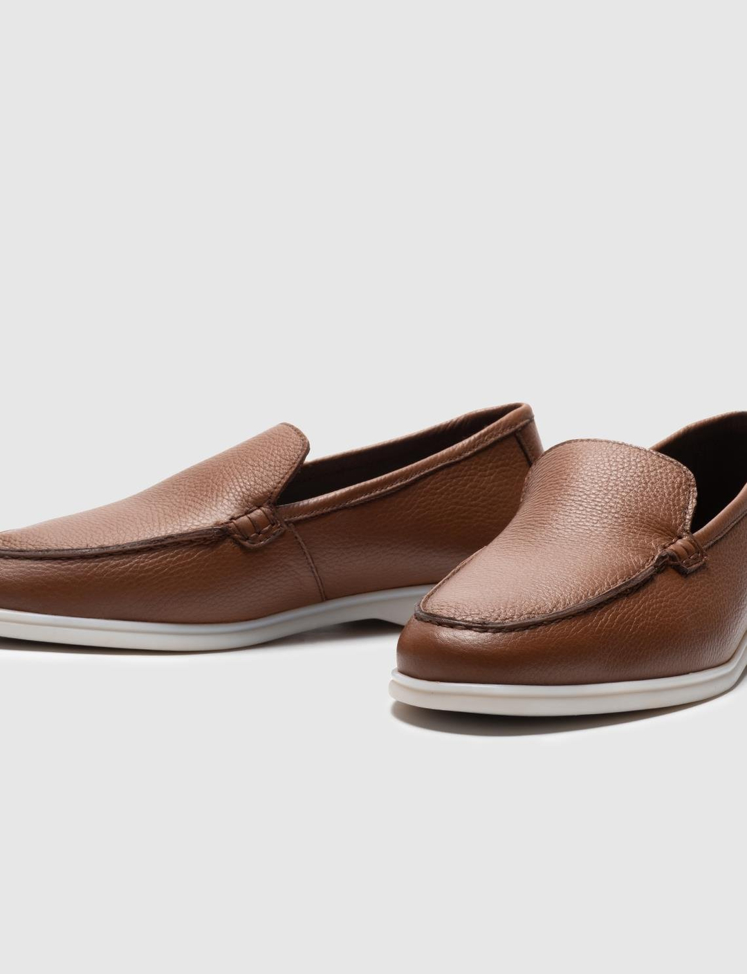Men Tan Genuine Leather Slip On Casual Shoes