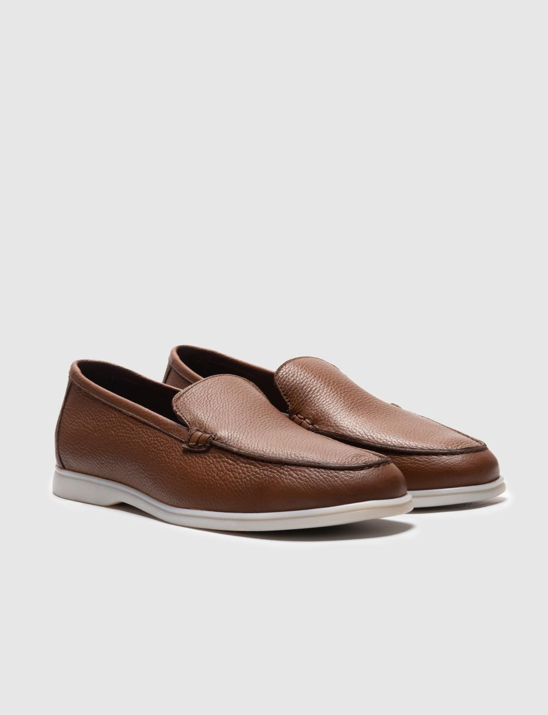 Men Tan Genuine Leather Slip On Casual Shoes
