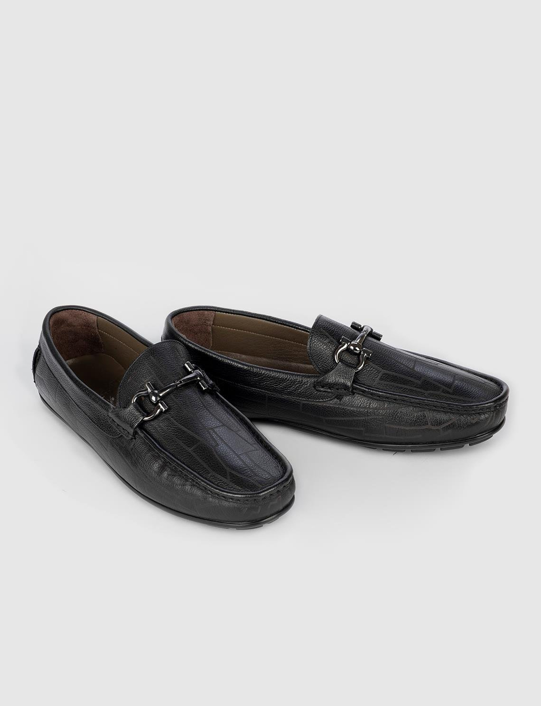 Hakiki Deri Tokalı Siyah Erkek Loafer