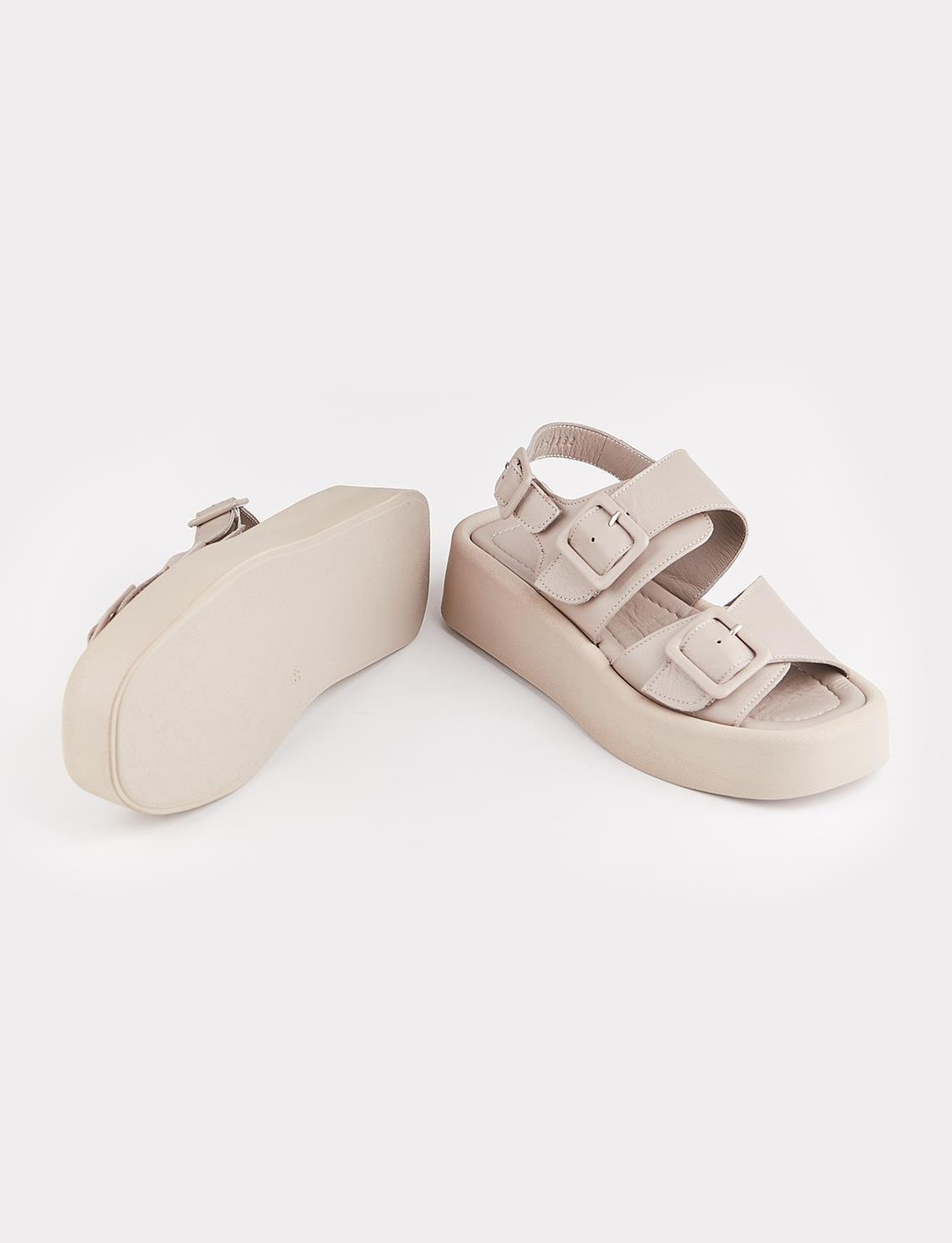 Hakiki Deri Vizon Kadın Yüksek Tabanlı Sandalet