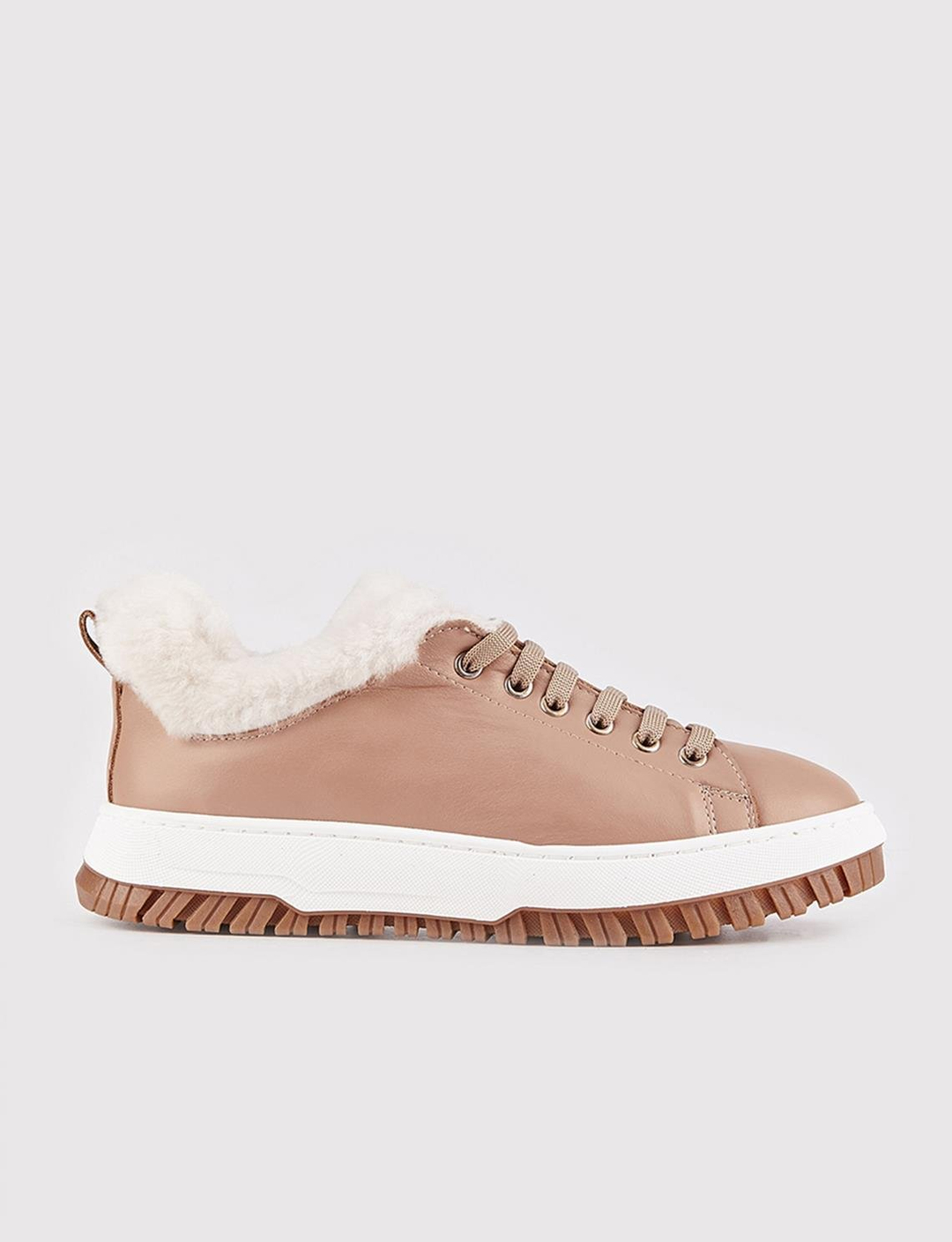 Hakiki Deri Vizon Kürklü Kadın Günlük Ayakkabı