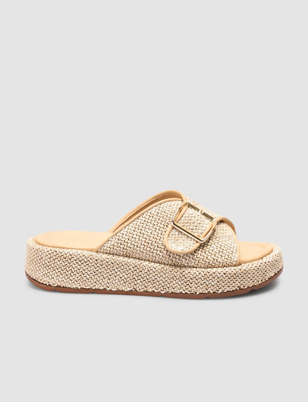 Hasır Detaylı Bej Kadın Terlik
