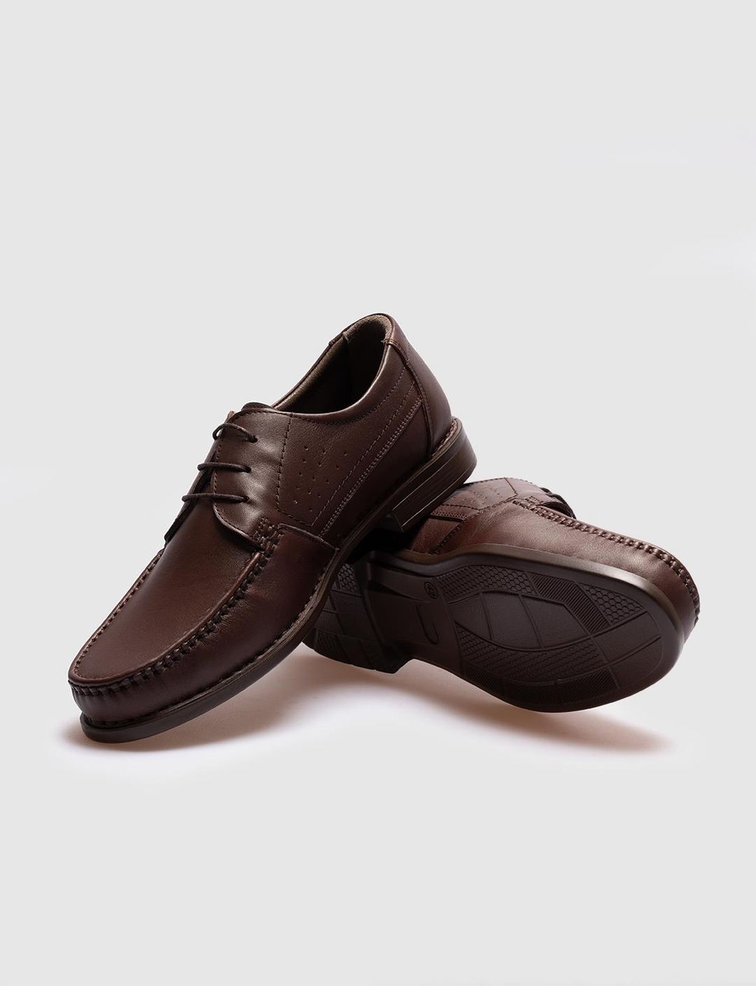 Men Brown Genuine Leather Lace Up Casual Shoes
