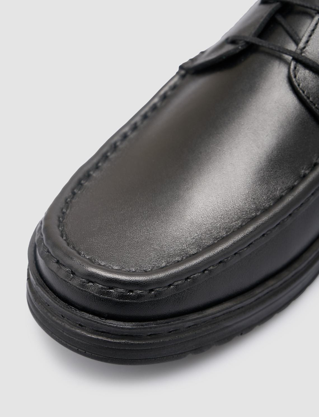 Hazır Tabanlı Hakiki Deri Siyah Bağcıklı Erkek Günlük Ayakkabı