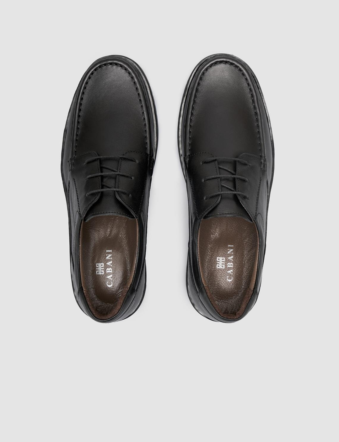 Hazır Tabanlı Hakiki Deri Siyah Bağcıklı Erkek Günlük Ayakkabı