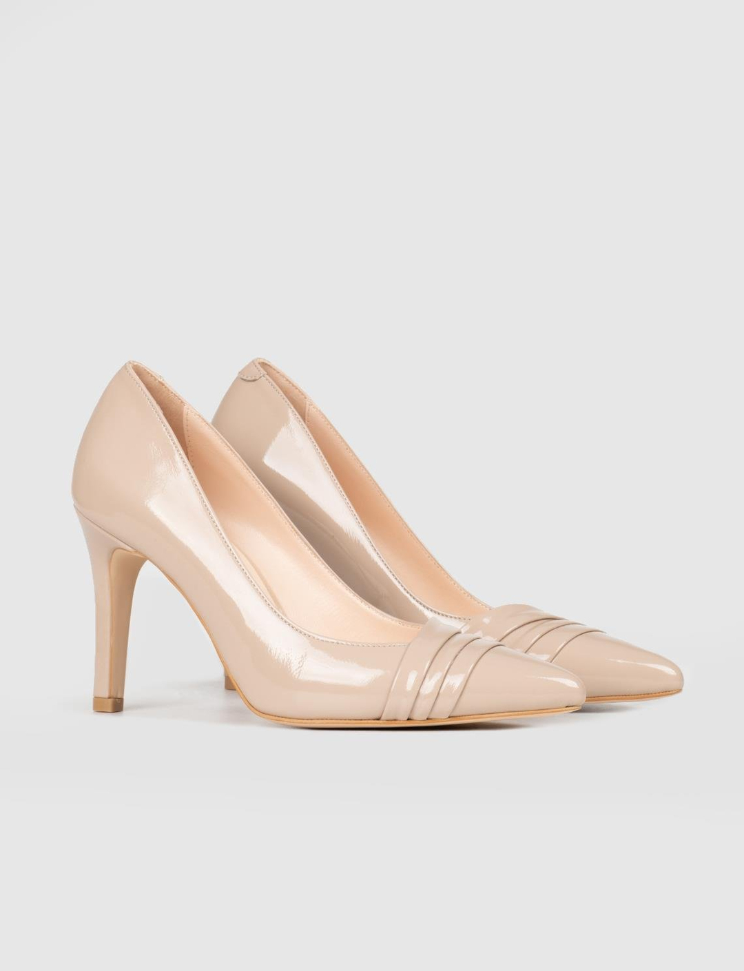 Women Beige Genuine Leather Stiletto Heeled Pumps