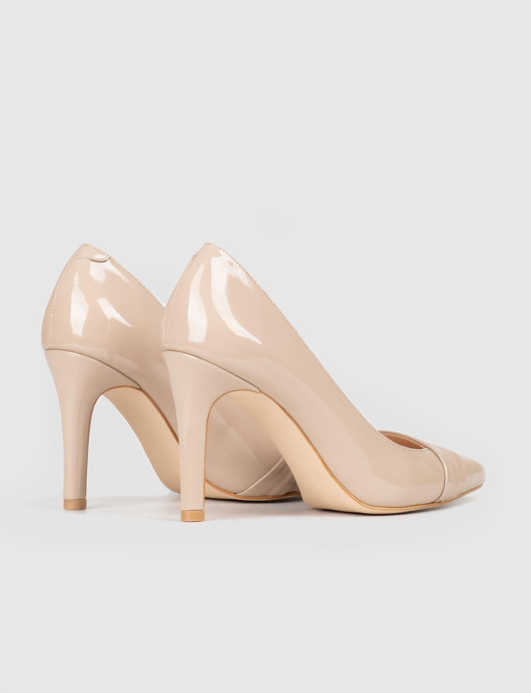 Women Beige Genuine Leather Stiletto Heeled Pumps