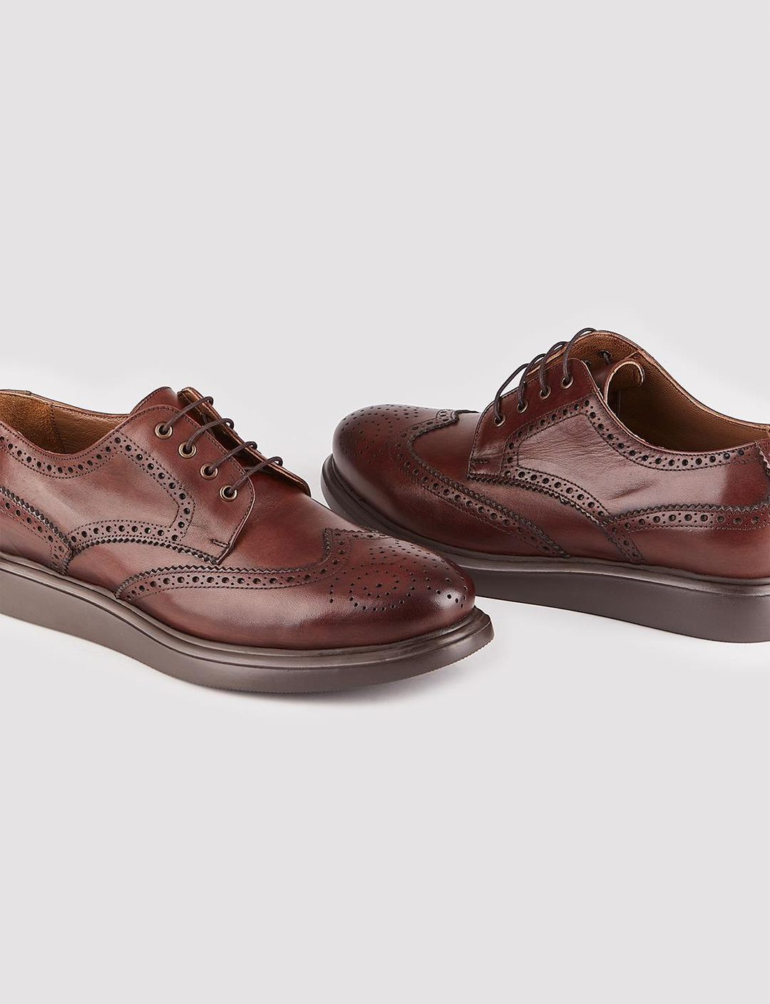 Men Brown Genuine Leather Lace Up Casual Shoes