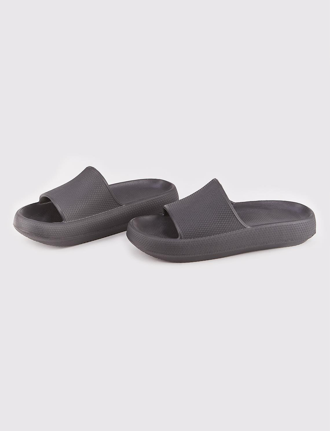 Women Black Single Band Slides