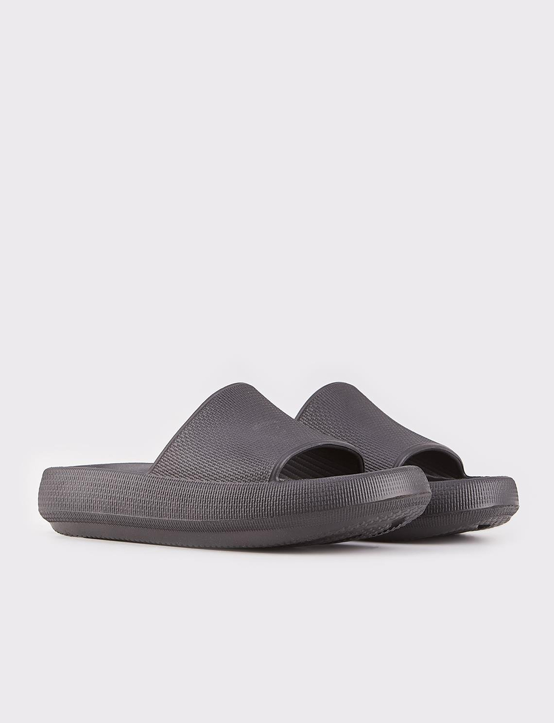 Women Black Single Band Slides