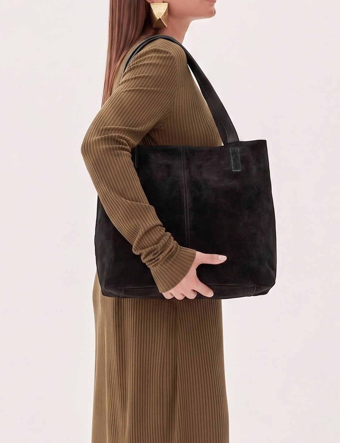 Kahverengi Hakiki Dana Deri Kadın Shopper Omuz Çantası