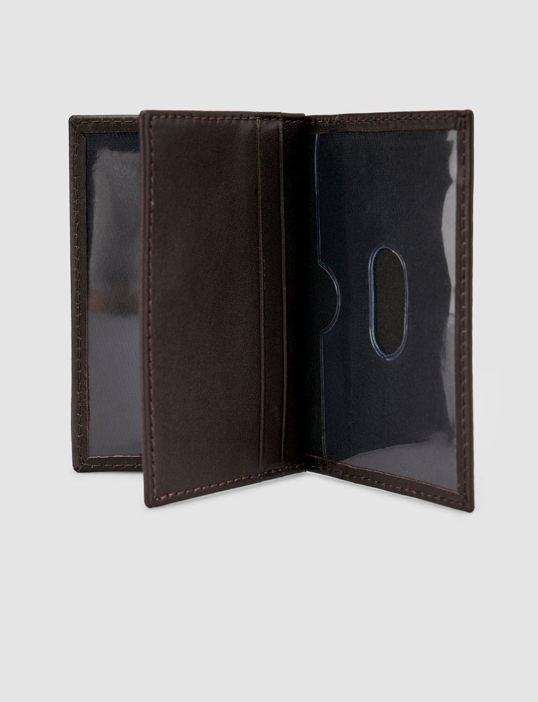 Kahverengi Hakiki Deri Dikey Cüzdan (Kartlık Bölmeli)