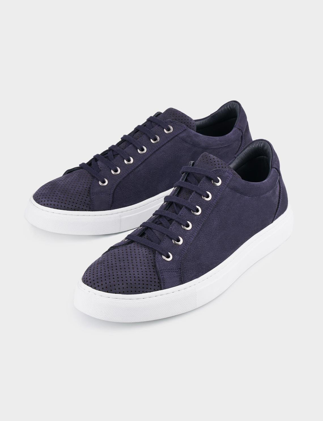 Kauçuk Taban Hakiki Deri Lacivert Bağcıklı Erkek Spor Ayakkabı