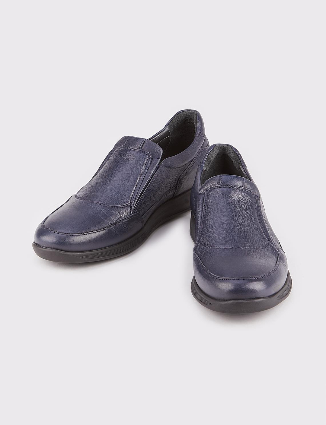 Kauçuk Taban Hakiki Deri Lacivert Erkek Günlük Ayakkabı