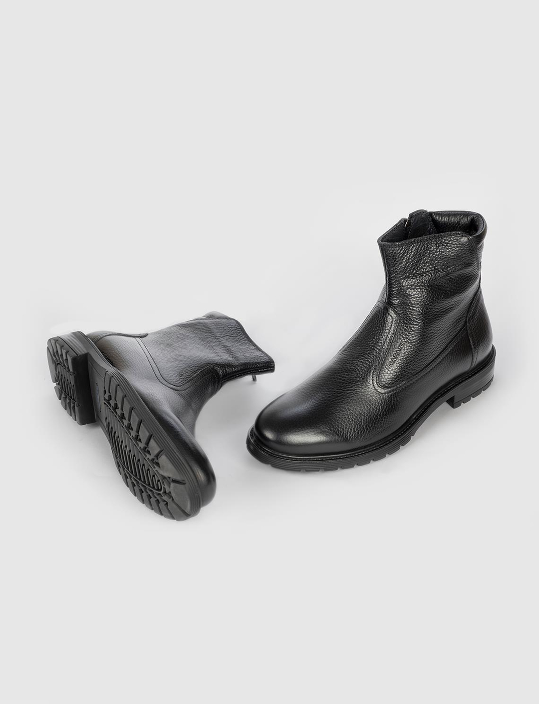 Men Black Genuine Leather Casual Boots