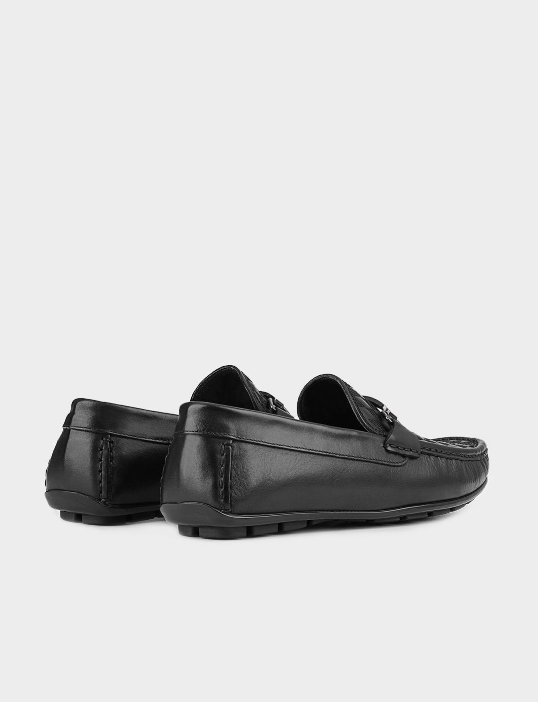 Men Black Genuine Leather Bit Loafers