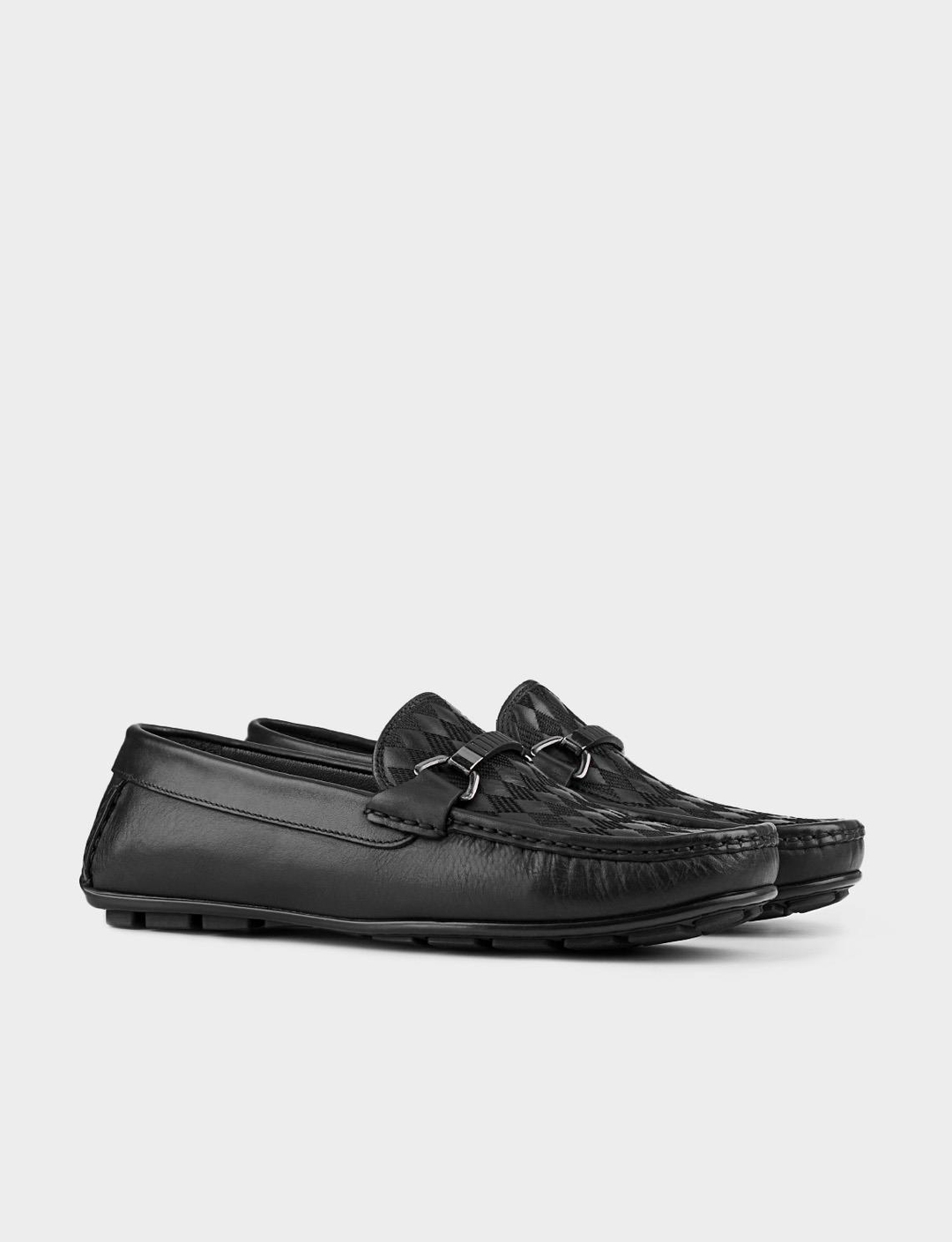 Men Black Genuine Leather Bit Loafers