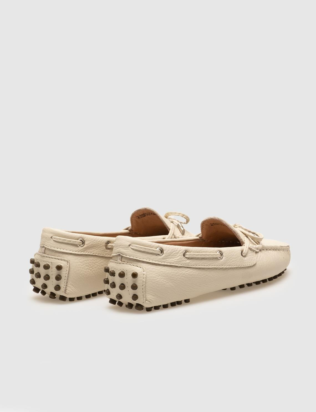 Kauçuk Tabanlı Hakiki Deri Bej Kadın Loafer Ayakkabı