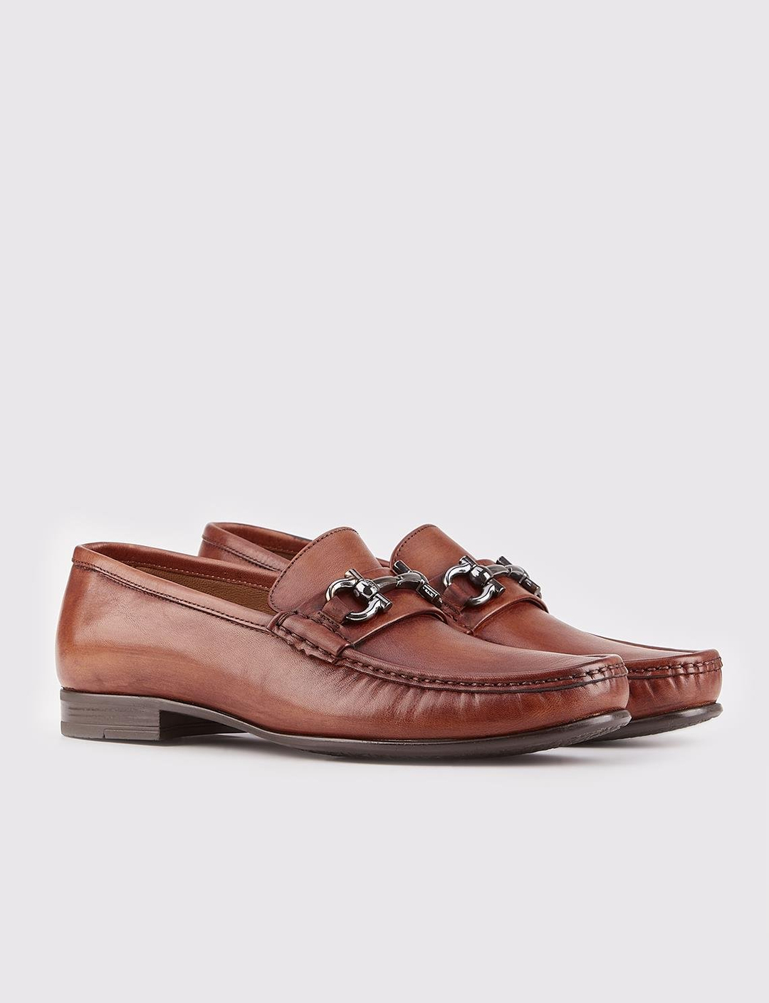 Kauçuk Tabanlı Hakiki Deri Taba Erkek Loafer