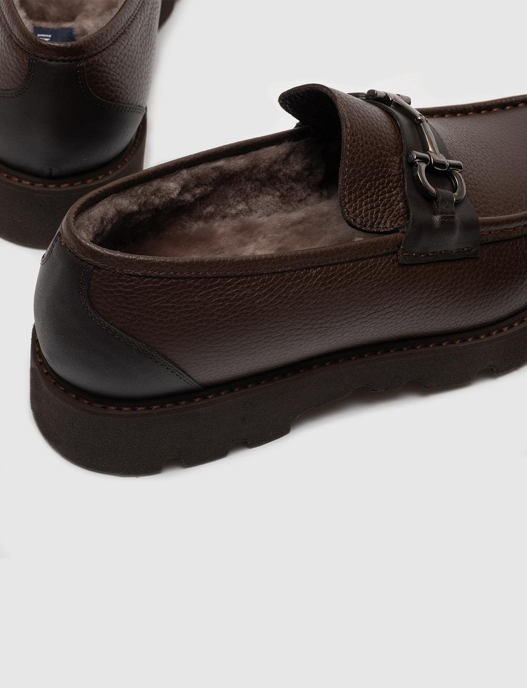 Men Brown Genuine Leather Bit Loafers