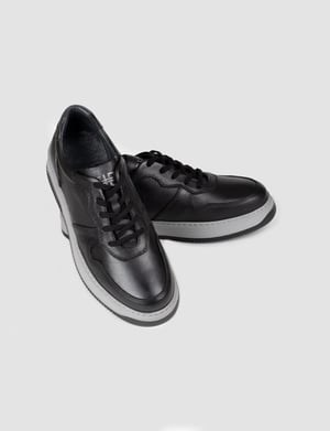 Licata Hakiki Deri Sneaker Siyah Bağcıklı Erkek Spor Ayakkabı