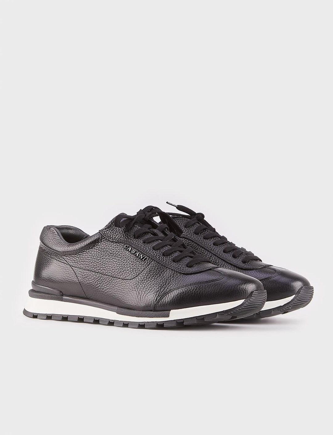 Light Termo Tabanlı Hakiki Deri Siyah Bağcıklı Erkek Spor Ayakkabı