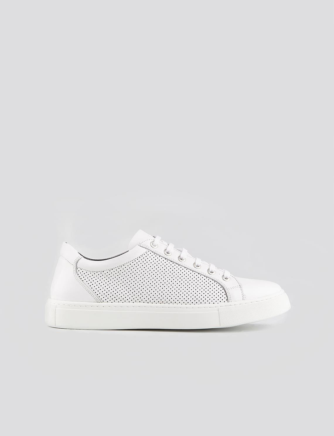 Meşin Astar Hakiki Deri Beyaz Bağcıklı Erkek Spor Ayakkabı